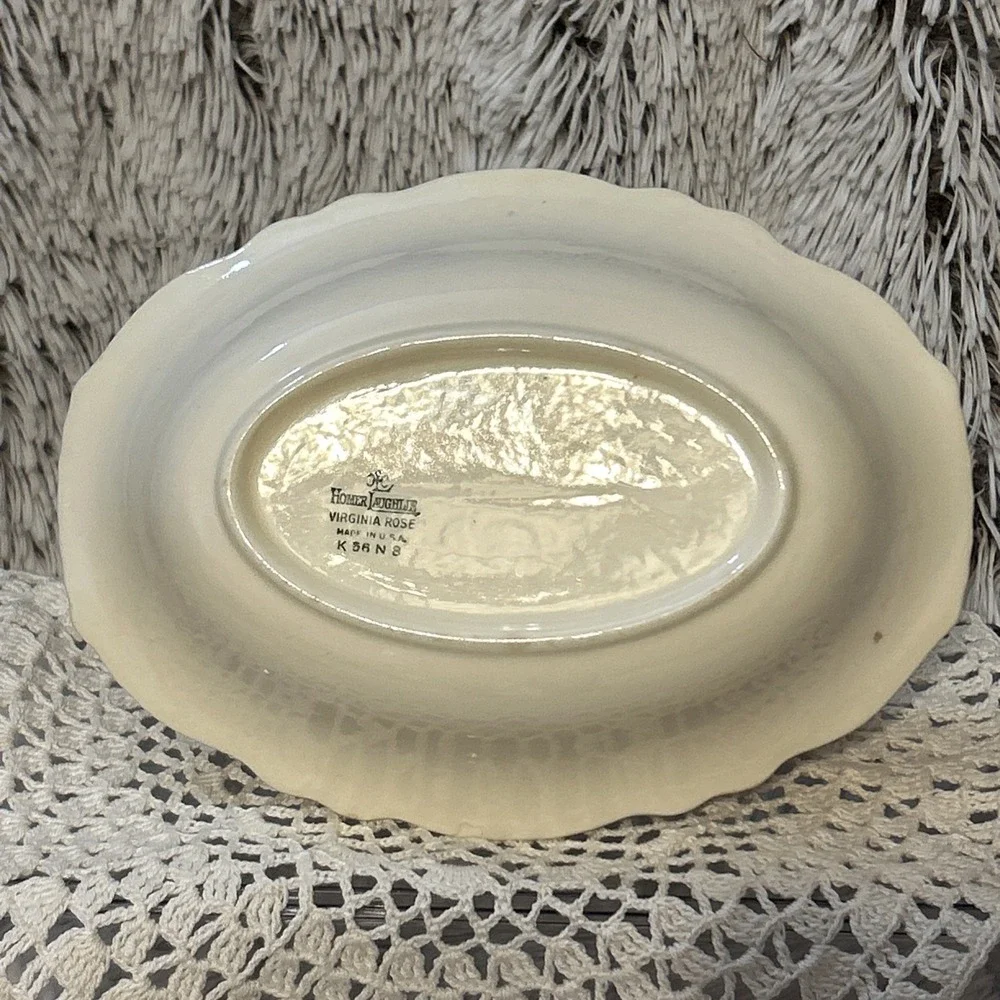 Homer Laughlin Vintage China Bowl Virgina Rose‎ 40's Floral Scalloped Edge USA